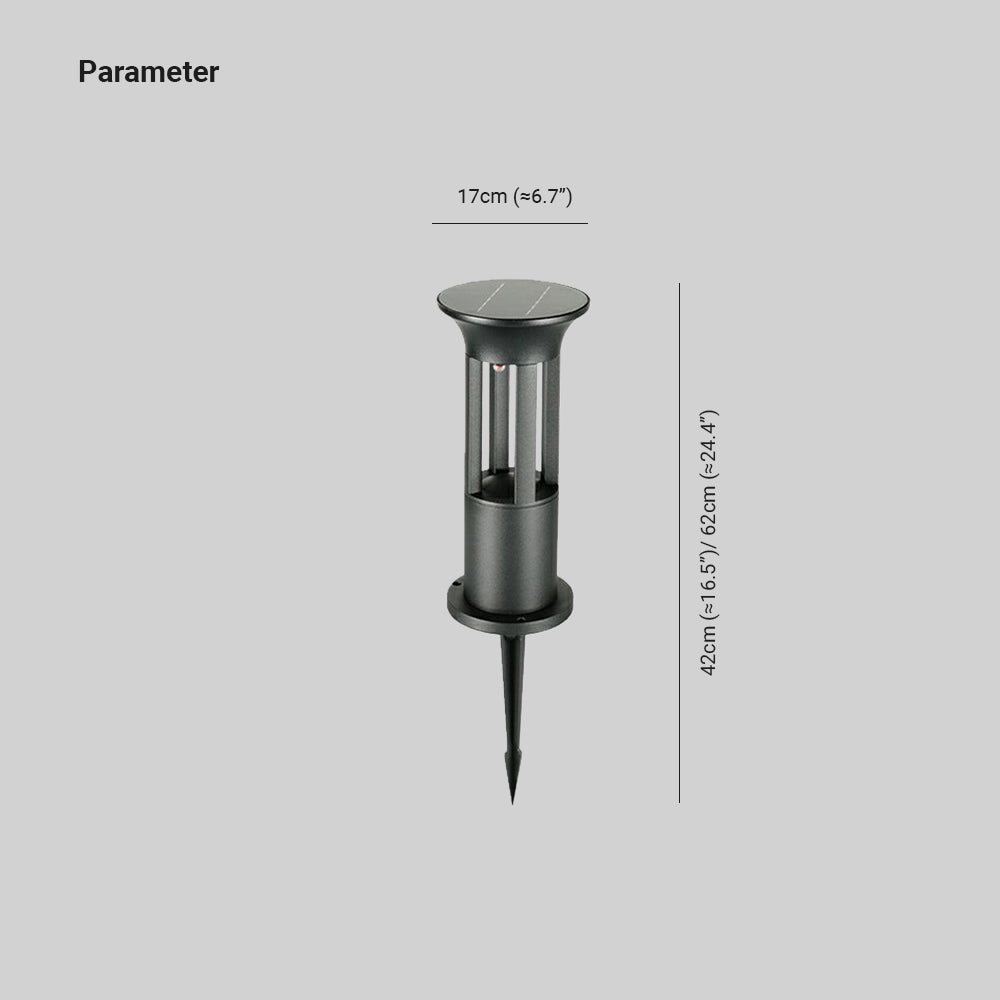 Ray Modern Stehend LED Außenleuchte Zylindrisch Solarenergie Schwarz Garten Metall
