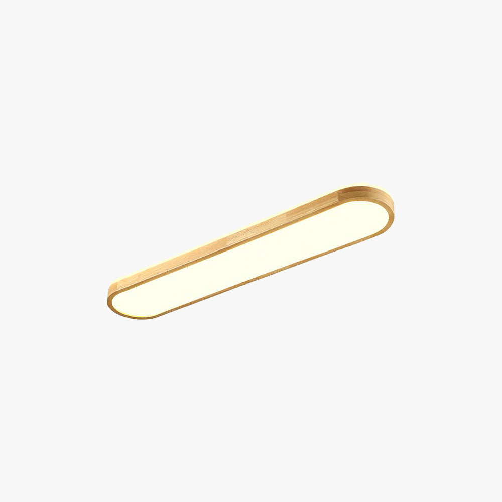 Muto Modern Oval LED Deckenleuchte Holz Wohn/Schlafzimmer Holz&Acryl 65/90/120CM Lang
