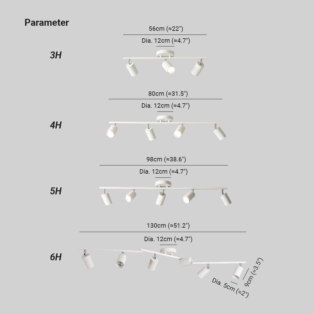 Arisha Zylinder Deckenstrahler, 2 Farben, 3/4/5/6-flammig
