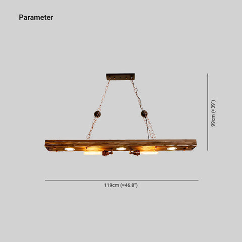 Silva Industrielle lineare Holz Pendelleuchte, Rost