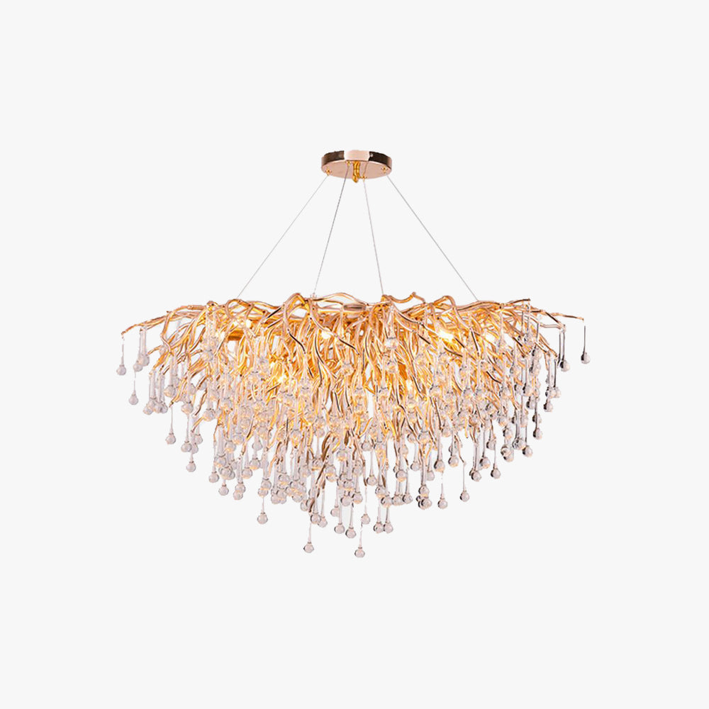 Arisha Design LED Kronleuchter Quastenförmige Gold Wohn/Schlaf/Esszimmer Metall&Kristall ∅60CM/80CM/100CM