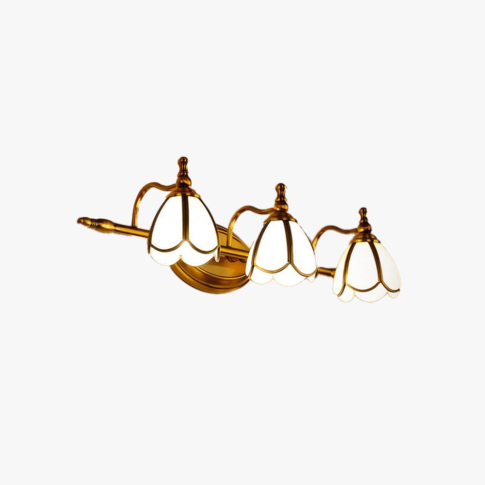 Arisha Retro Blume LED Wandleuchte Weiß/Gelb Bade/Wohnzimmer Metall Glas 2/3/4/5 Leuchten