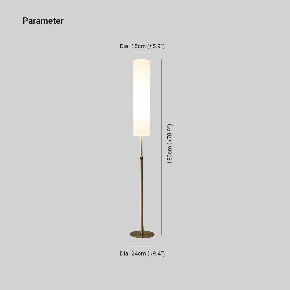 Arisha Minimalistische Zylindrische Stehleuchte Weiß, Wohnzimmer, Stoff