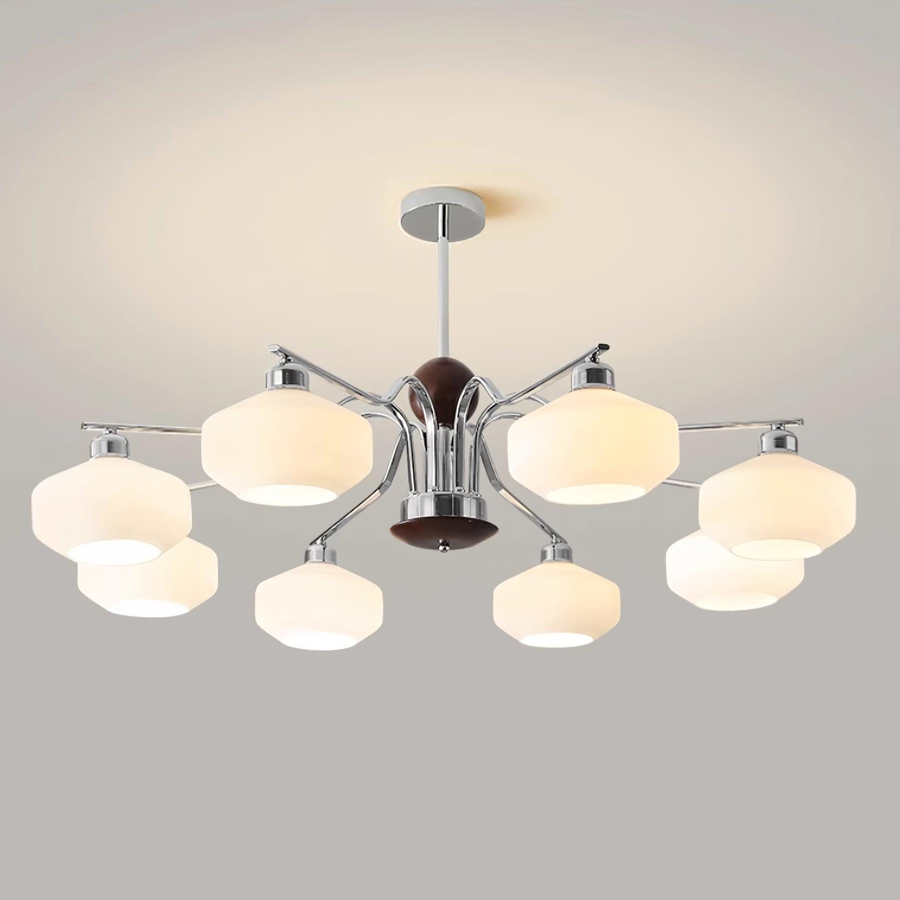Luna Vintage Kronleuchter aus Glas und Nussbaum-Letslighting