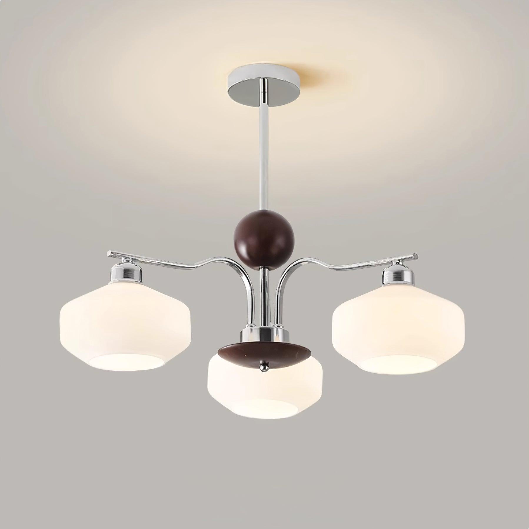 Luna Vintage Kronleuchter aus Glas und Nussbaum-Letslighting