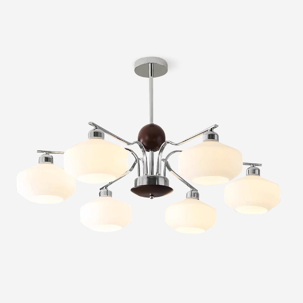 Luna Vintage Kronleuchter aus Glas und Nussbaum-Letslighting