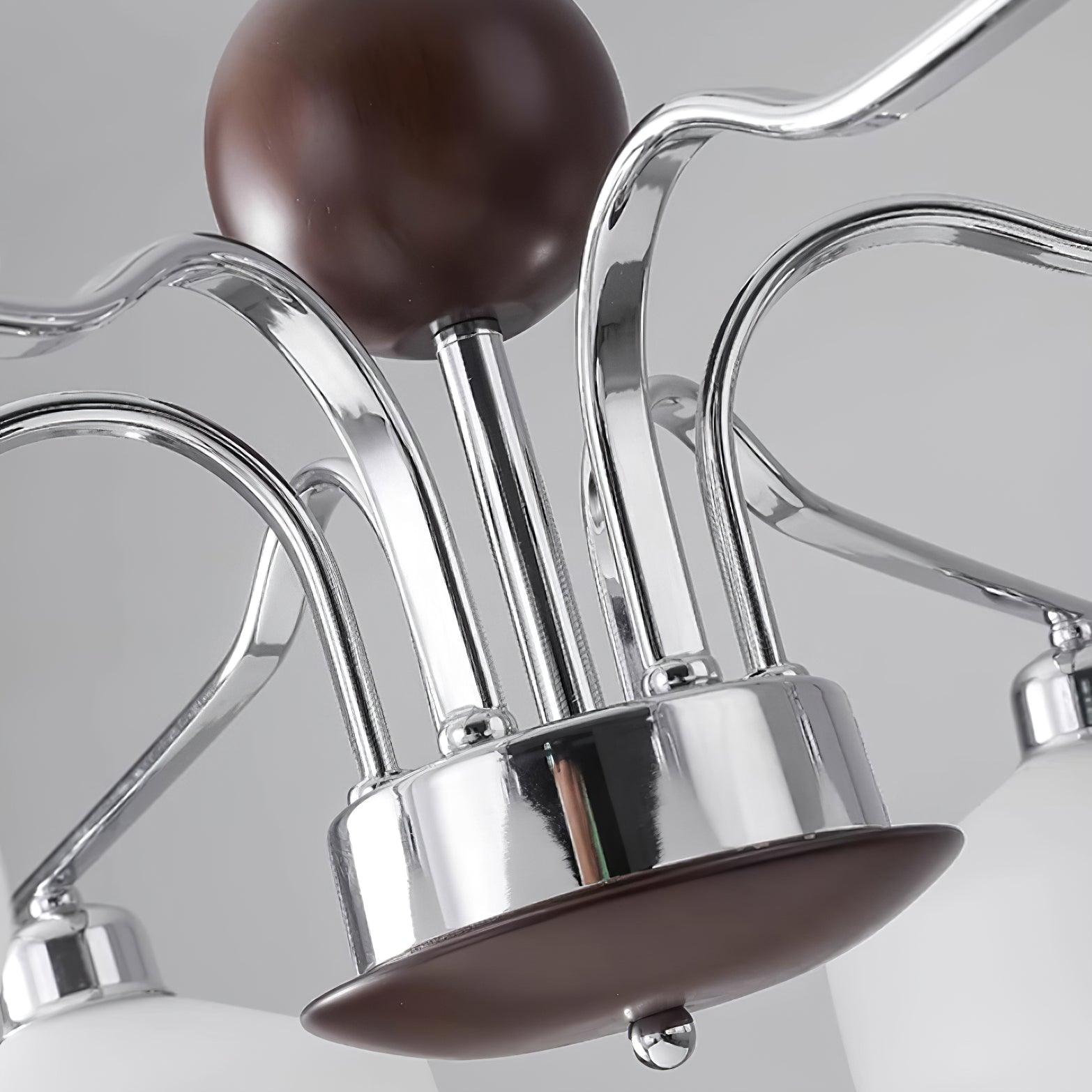 Luna Vintage Kronleuchter aus Glas und Nussbaum-Letslighting