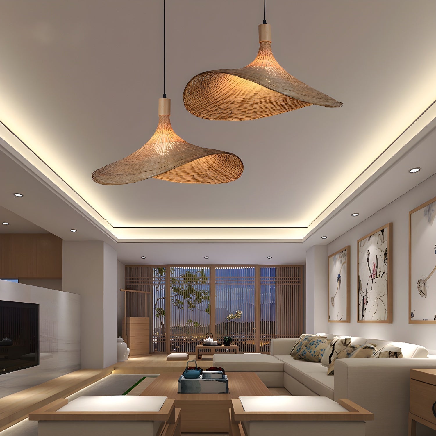Marona Rattan-Vintage-Pendelleuchte-Letslighting