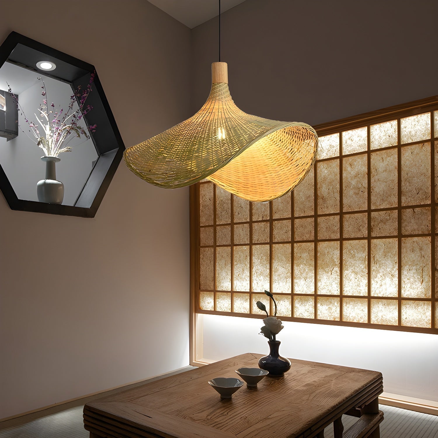Marona Rattan-Vintage-Pendelleuchte-Letslighting