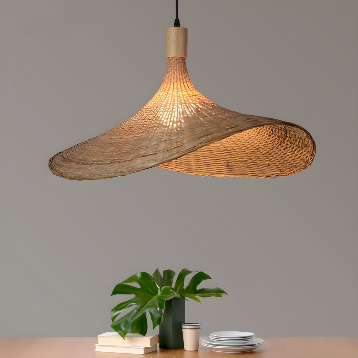 Marona Rattan-Vintage-Pendelleuchte-Letslighting