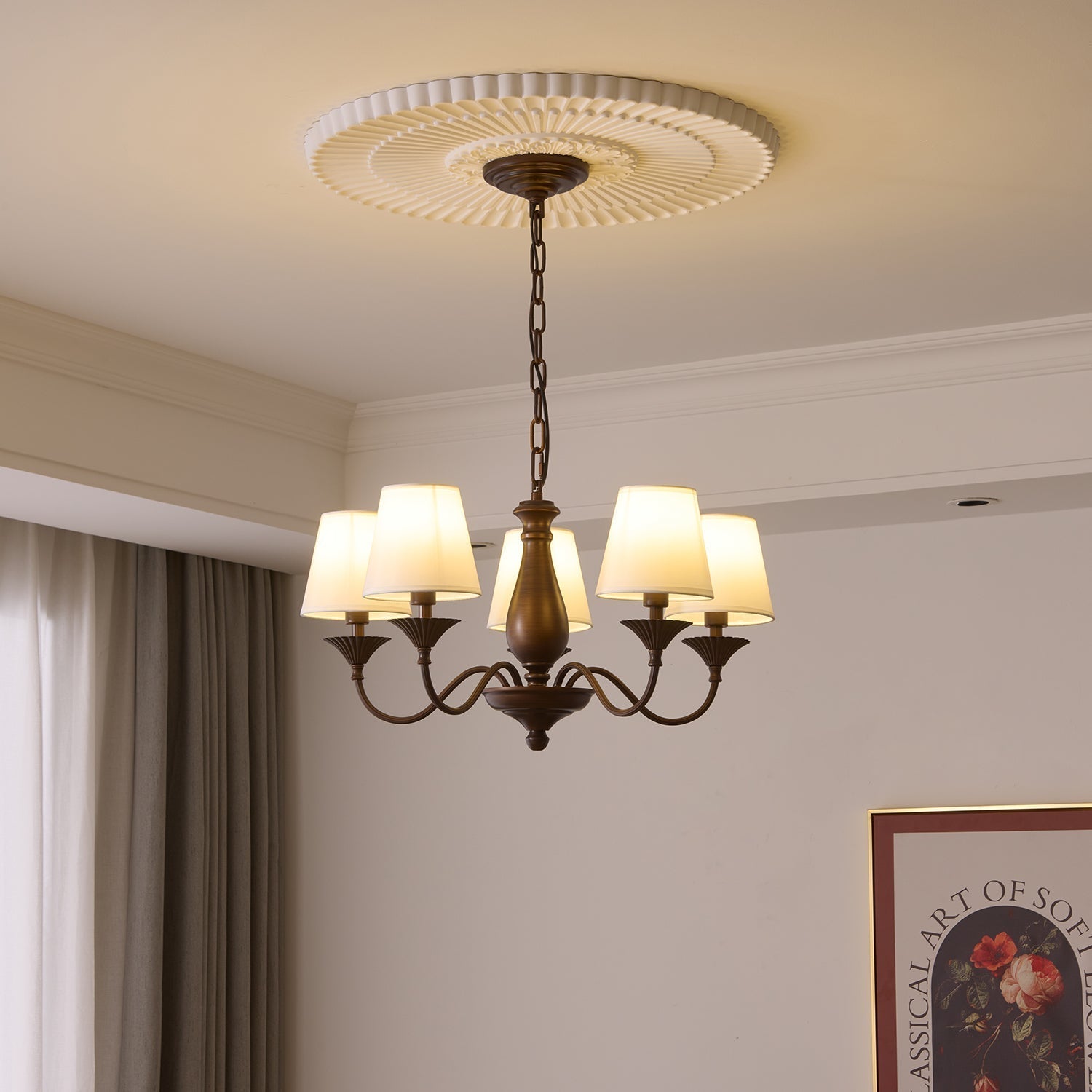 Aurora Kronleuchter Stoffschirm Vintage-Letslighting