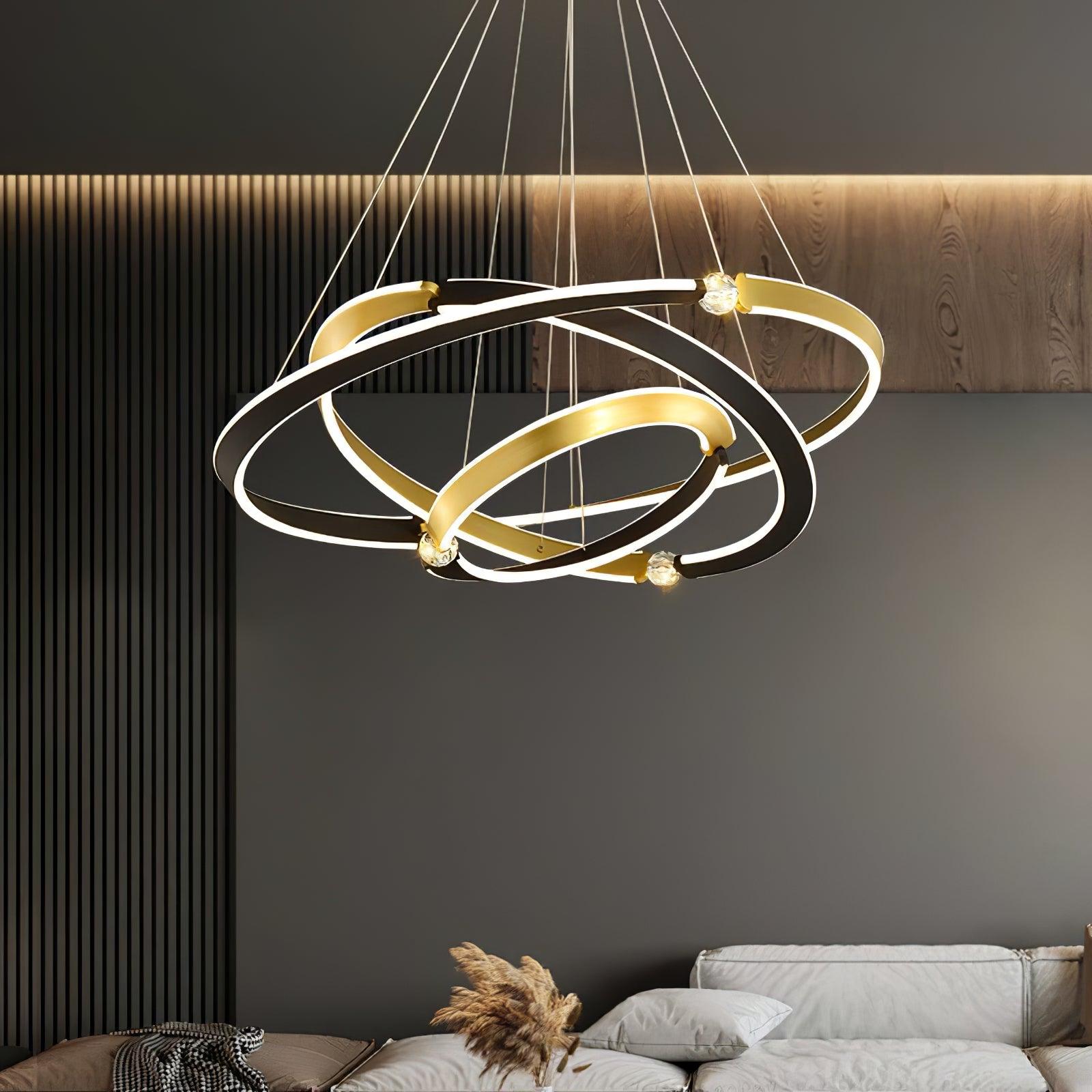Lustra Kronleuchter Kristall Schwarz Gold-Letslighting