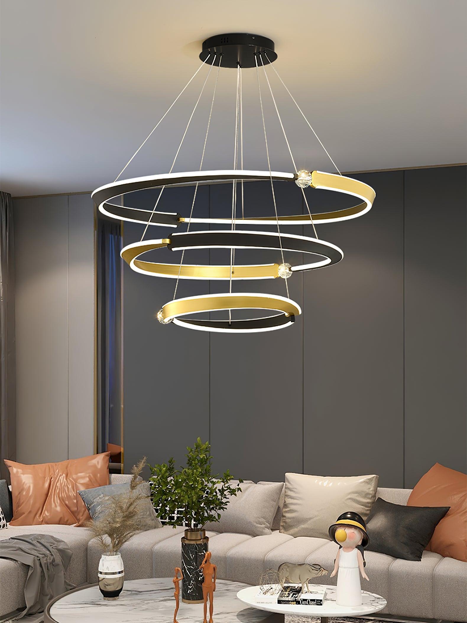 Lustra Kronleuchter Kristall Schwarz Gold-Letslighting