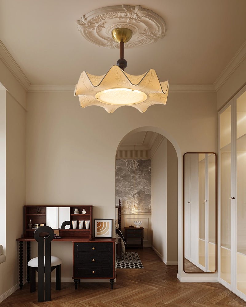 Avlorus Traditionelle Eleganz Deckenleuchte aus Holz und Stoff-Letslighting