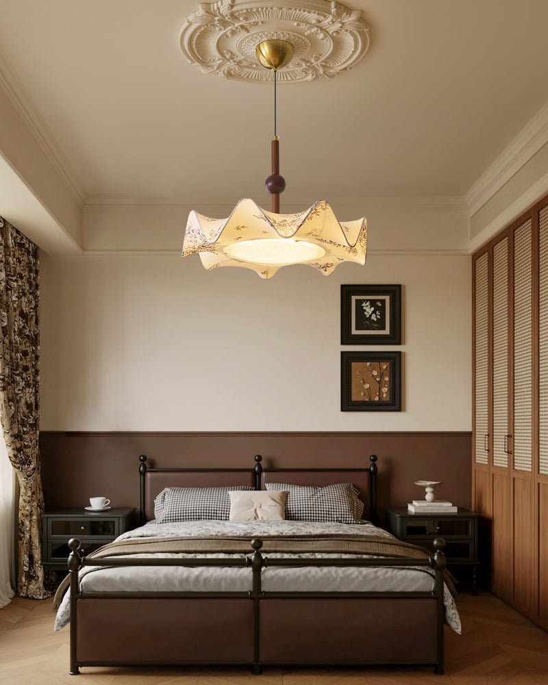 Zoshaos Traditionell Eleganz Vintage Stoff Holz Pendelleuchte-Letslighting