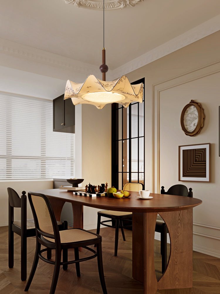 Zoshaos Traditionell Eleganz Vintage Stoff Holz Pendelleuchte-Letslighting