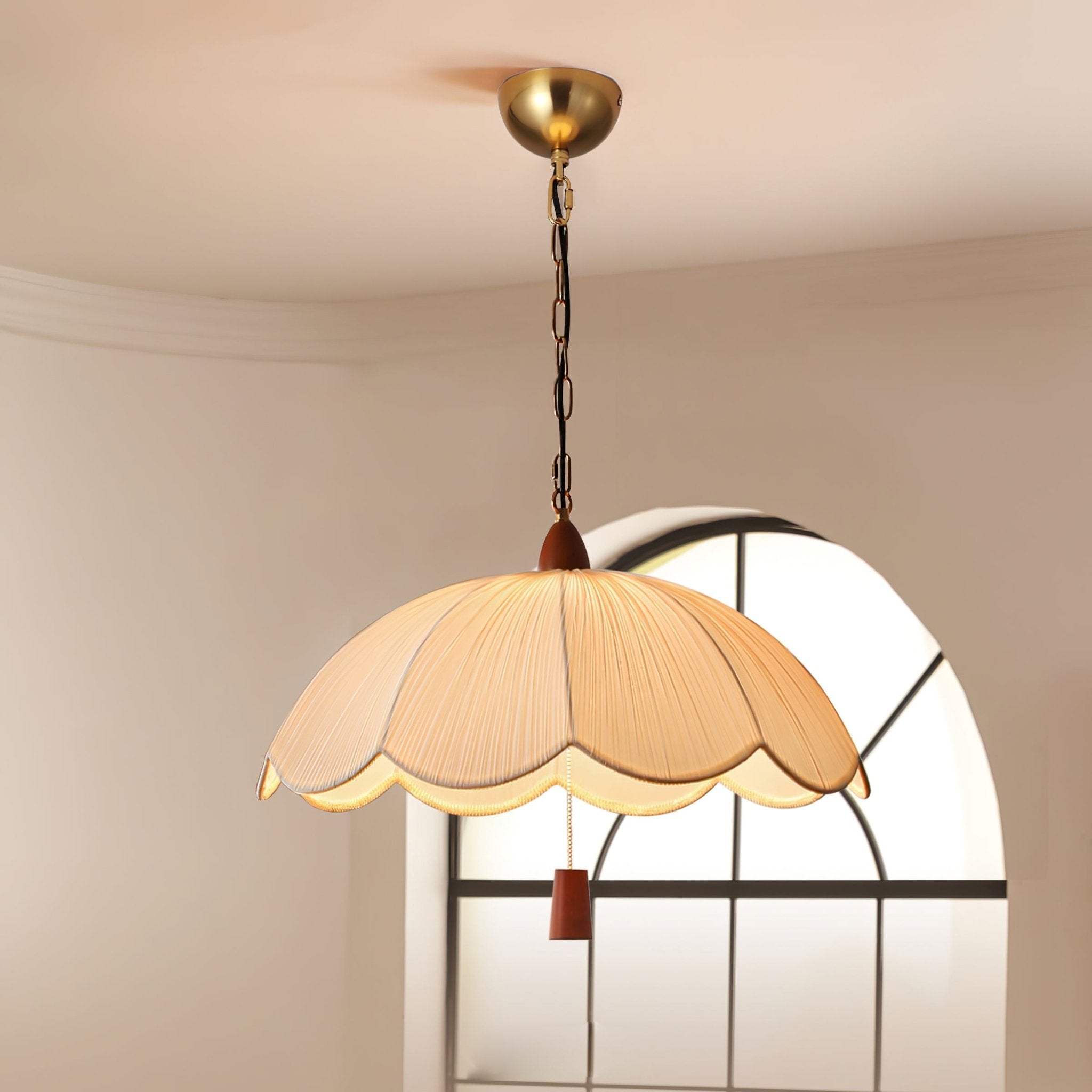 Vephael Jugendstil-Pendelleuchte aus Stoff-Letslighting