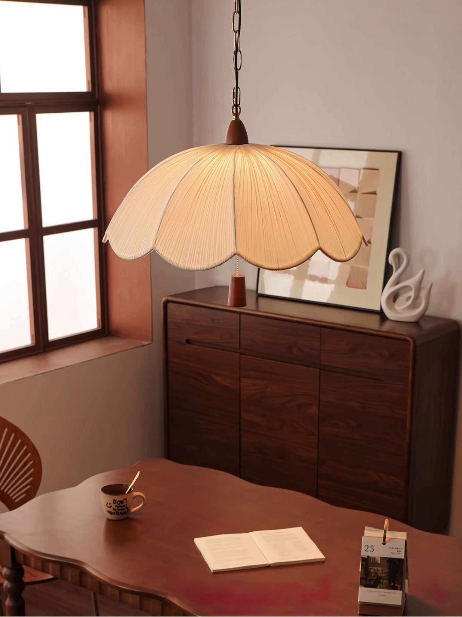Vephael Jugendstil-Pendelleuchte aus Stoff-Letslighting