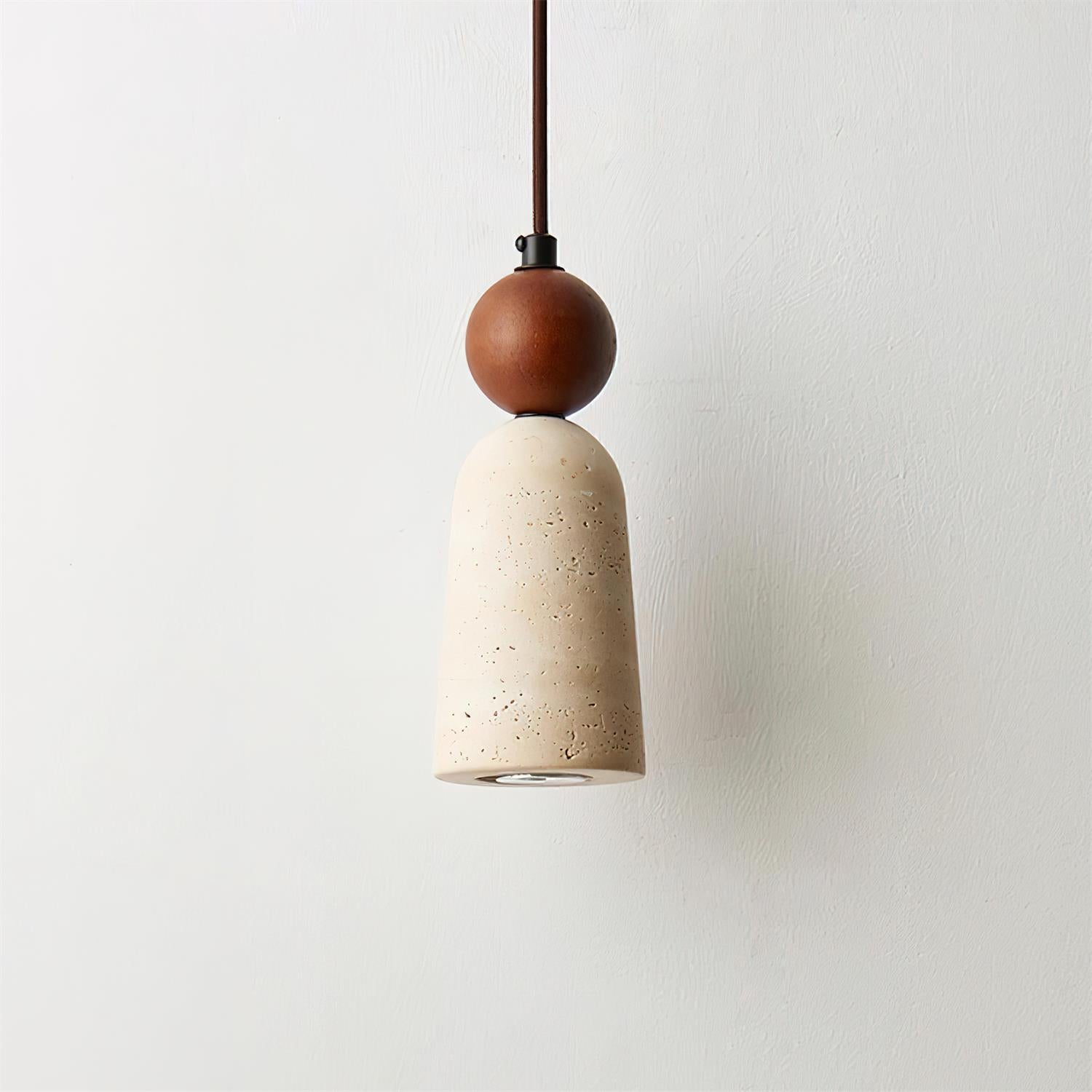 Bellaro Travertine & Wood Pendant Light - Letslighting