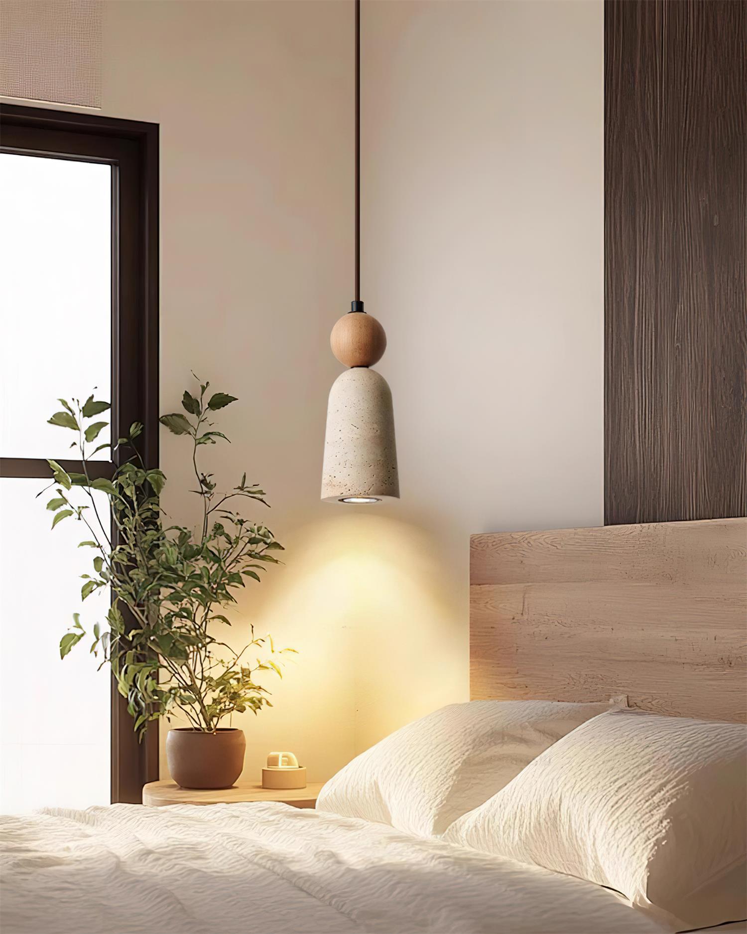 Bellaro Travertine & Wood Pendant Light - Letslighting