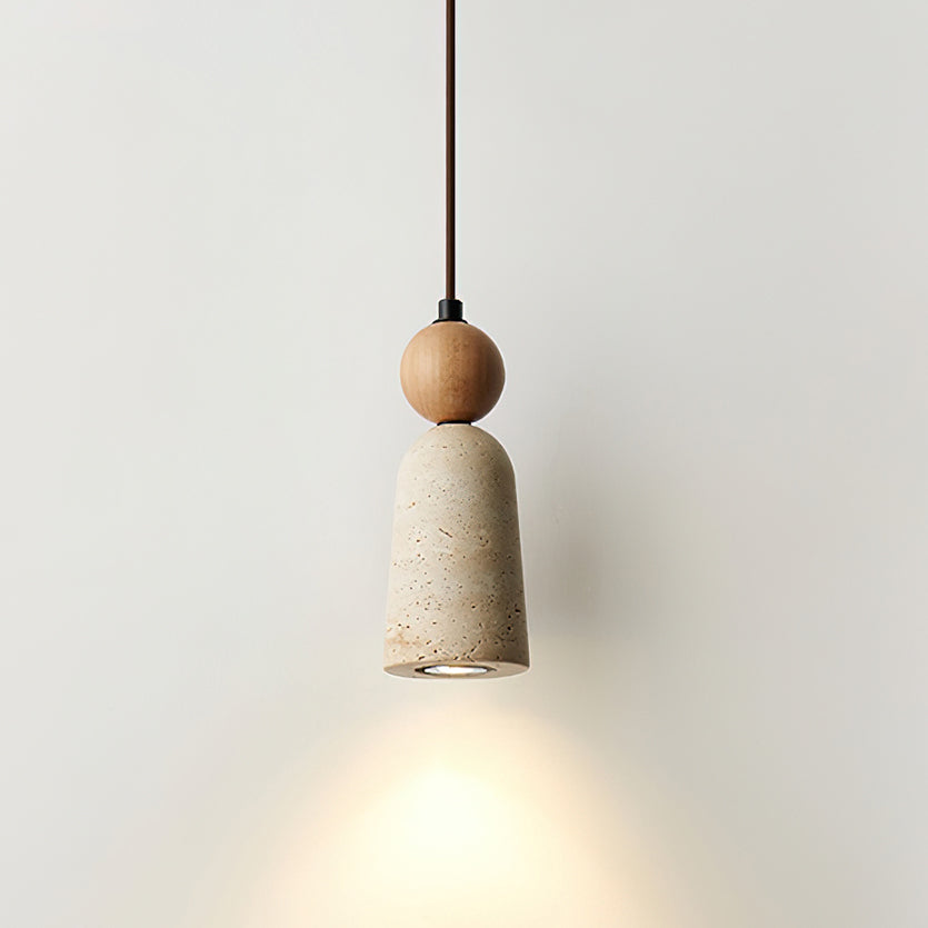 Bellaro Travertine & Wood Pendant Light - Letslighting