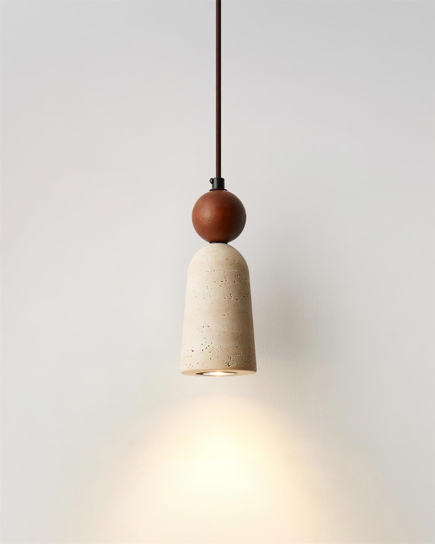 Bellaro Travertine & Wood Pendant Light - Letslighting