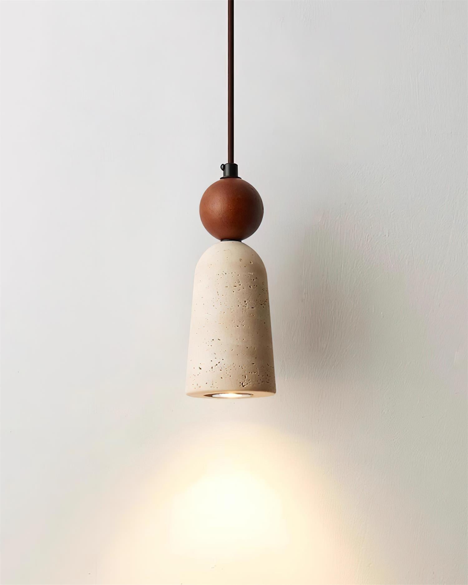 Bellaro Travertine & Wood Pendant Light - Letslighting