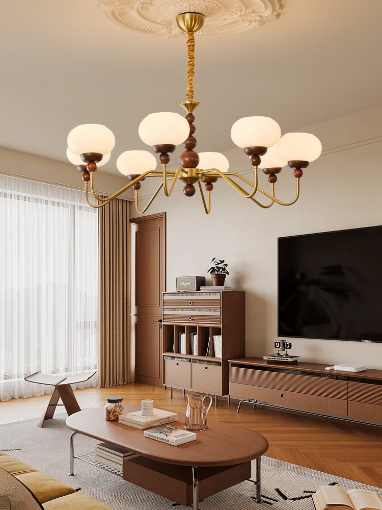 Lustra Kronleuchter Glas Holz Messing Modern 6-Licht-Letslighting