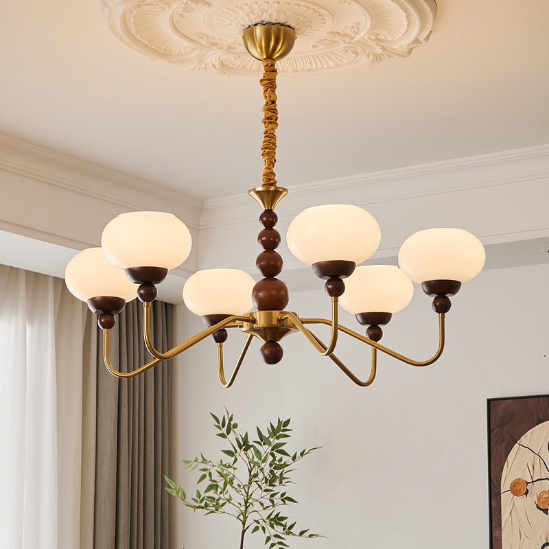 Lustra Kronleuchter Glas Holz Messing Modern 6-Licht-Letslighting