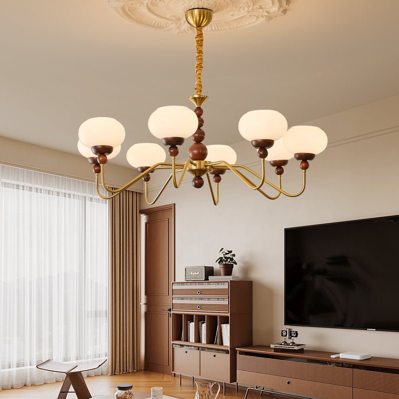 Lustra Kronleuchter Glas Holz Messing Modern 6-Licht-Letslighting