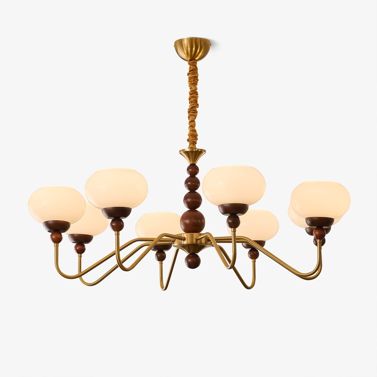 Lustra Kronleuchter Glas Holz Messing Modern 6-Licht-Letslighting