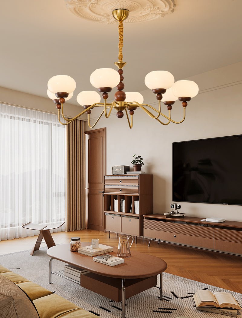 Lustra Kronleuchter Glas Holz Messing Modern 6-Licht-Letslighting