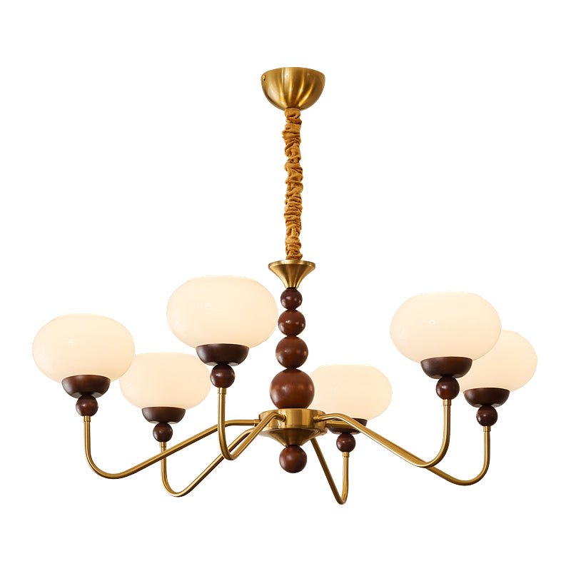 Lustra Kronleuchter Glas Holz Messing Modern 6-Licht-Letslighting