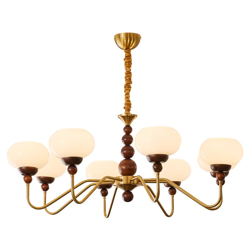 Lustra Kronleuchter Glas Holz Messing Modern 6-Licht-Letslighting