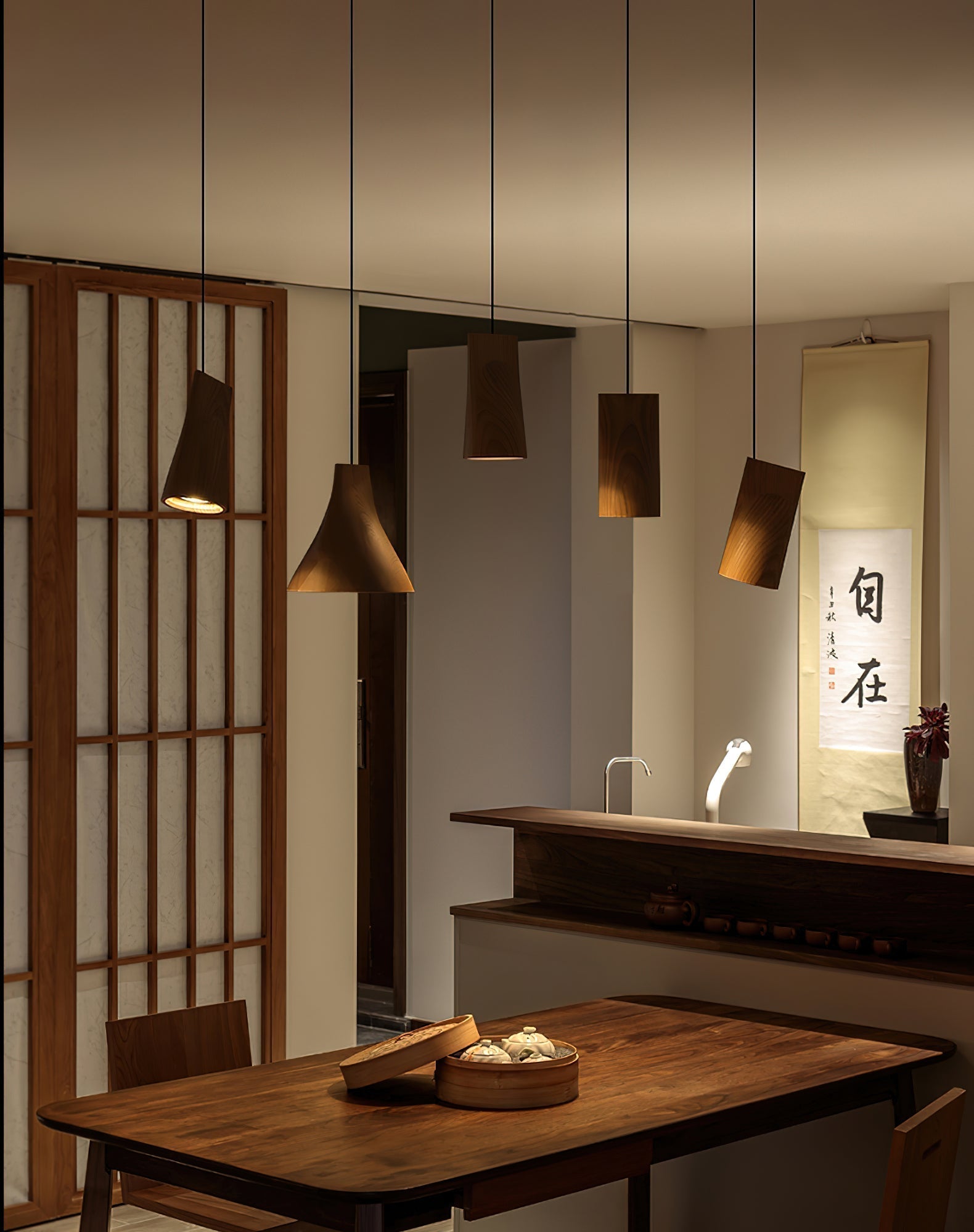 Ivarara Asymmetrisch Holz Pendelleuchte Leuchte-Letslighting
