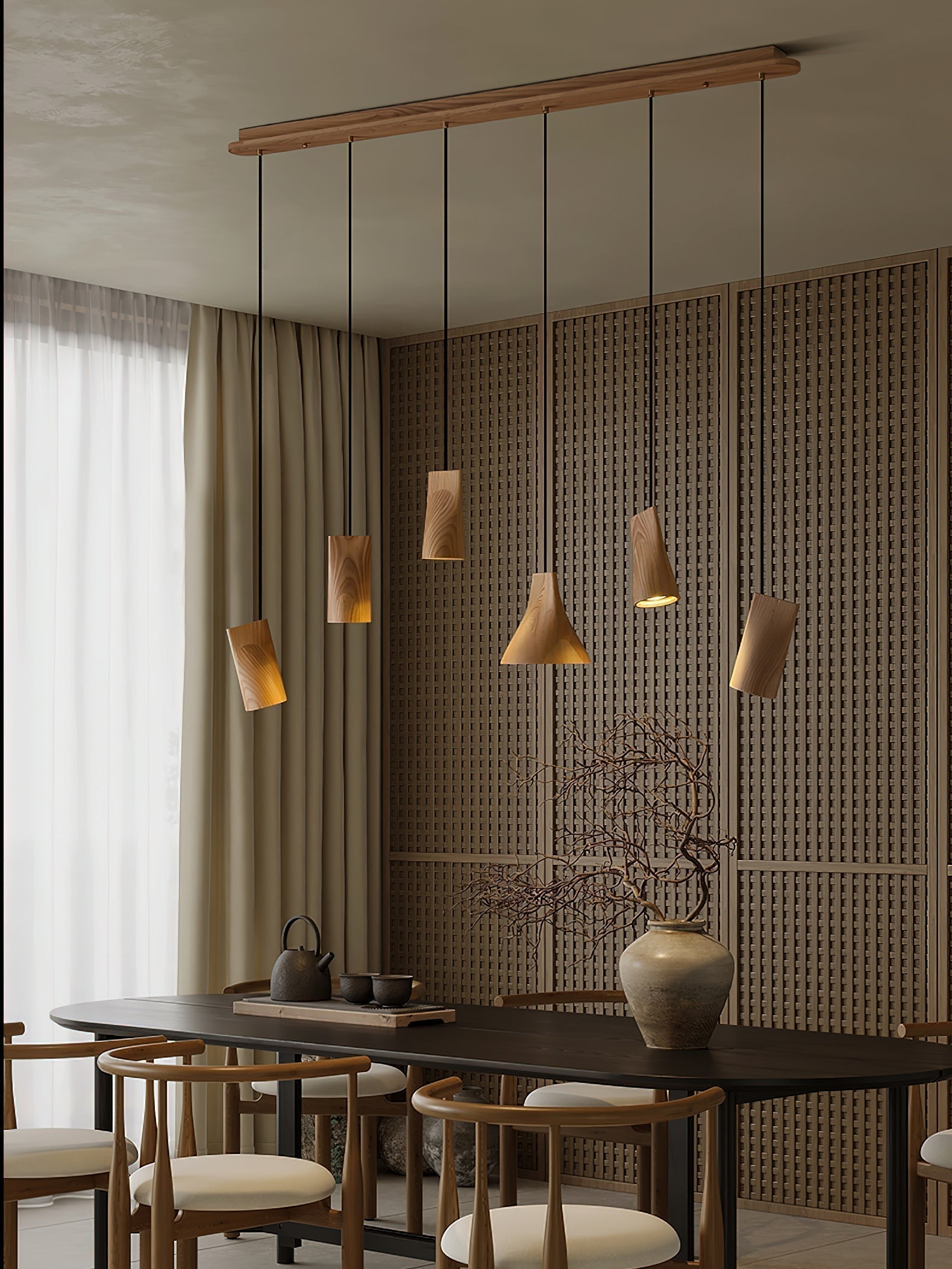 Ivarara Asymmetrisch Holz Pendelleuchte Leuchte-Letslighting