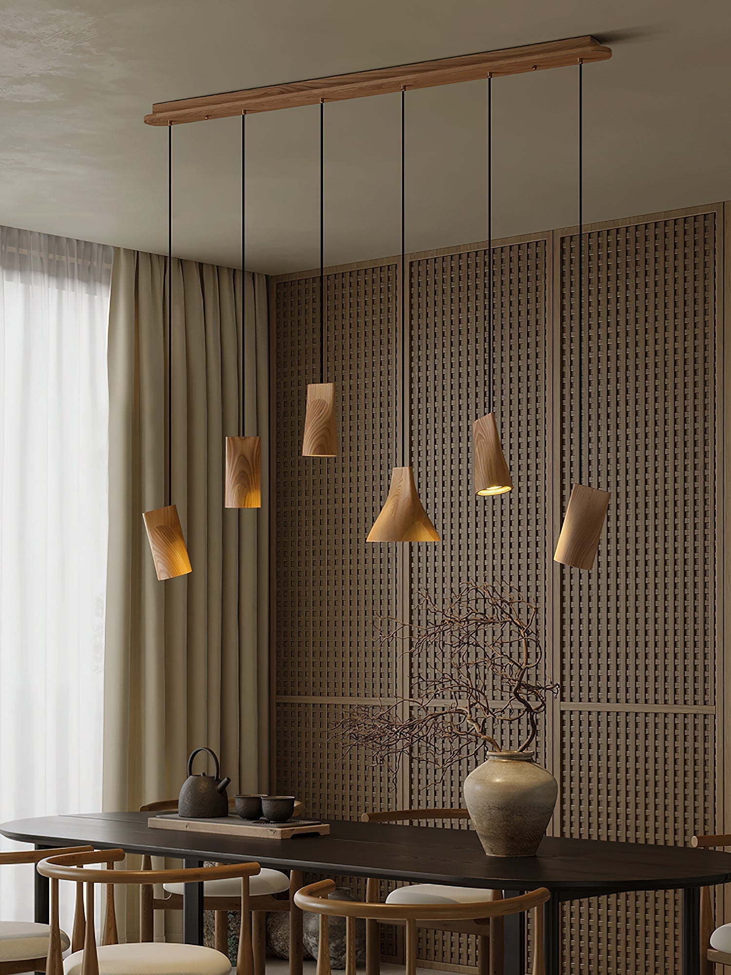 Ivarara Asymmetrisch Holz Pendelleuchte Leuchte-Letslighting