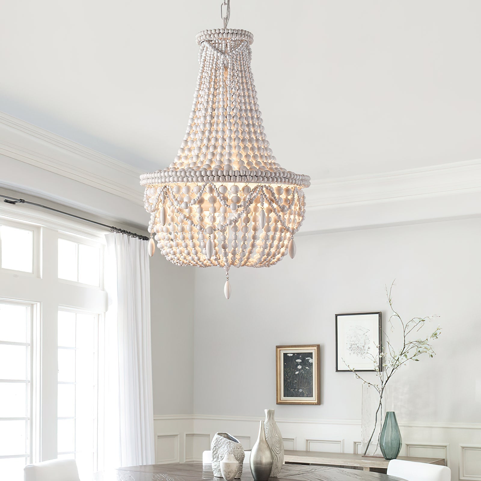 Eirikuvyu Postmoderner Luxus Perlen-Holz-Kronleuchter-Letslighting