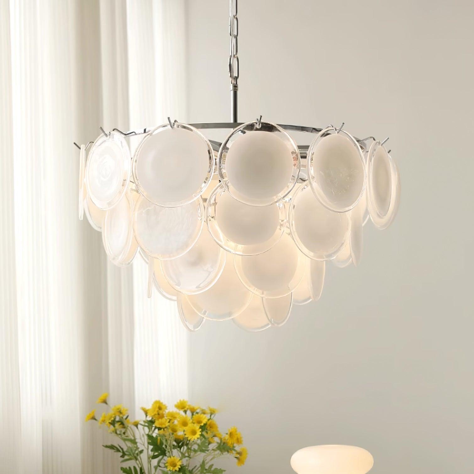 Esona Cascading Frosted Glass Discs Chandelier - Letslighting