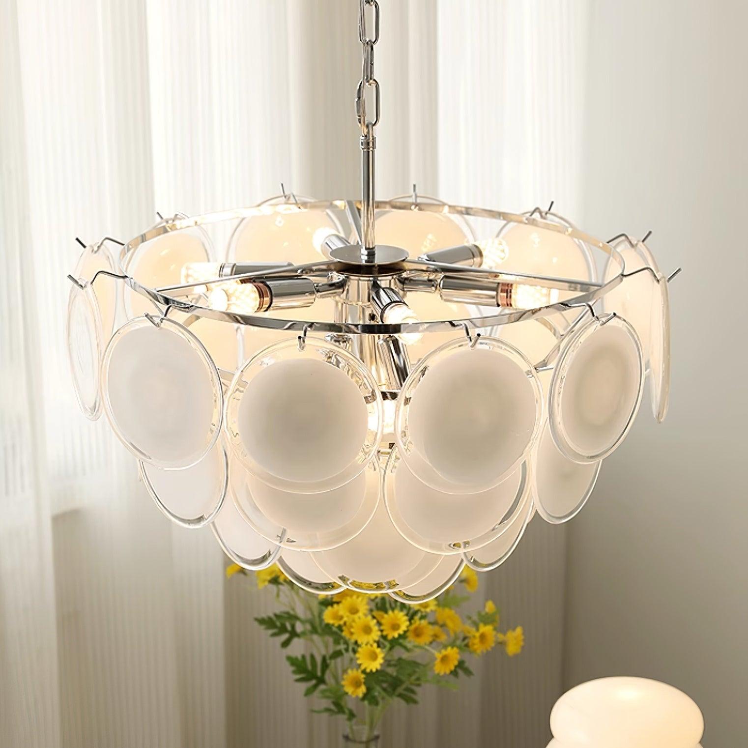 Esona Cascading Frosted Glass Discs Chandelier - Letslighting