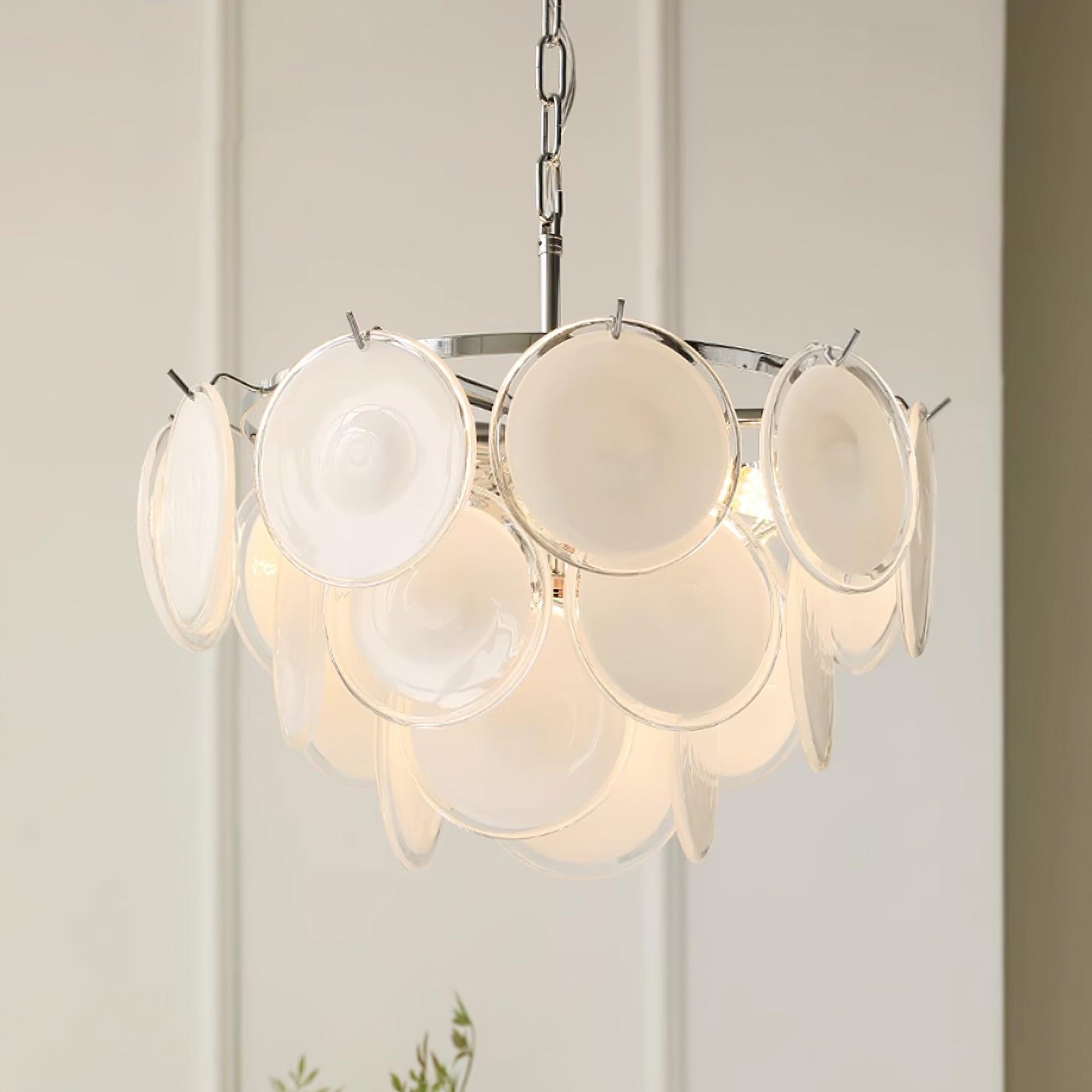 Esona Cascading Frosted Glass Discs Chandelier - Letslighting