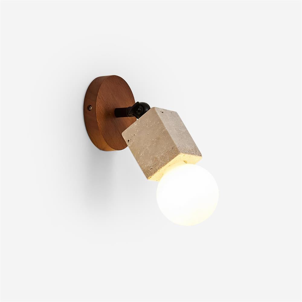 Ritta Cute Travertine Wall Lamp Wood Plate - Letslighting
