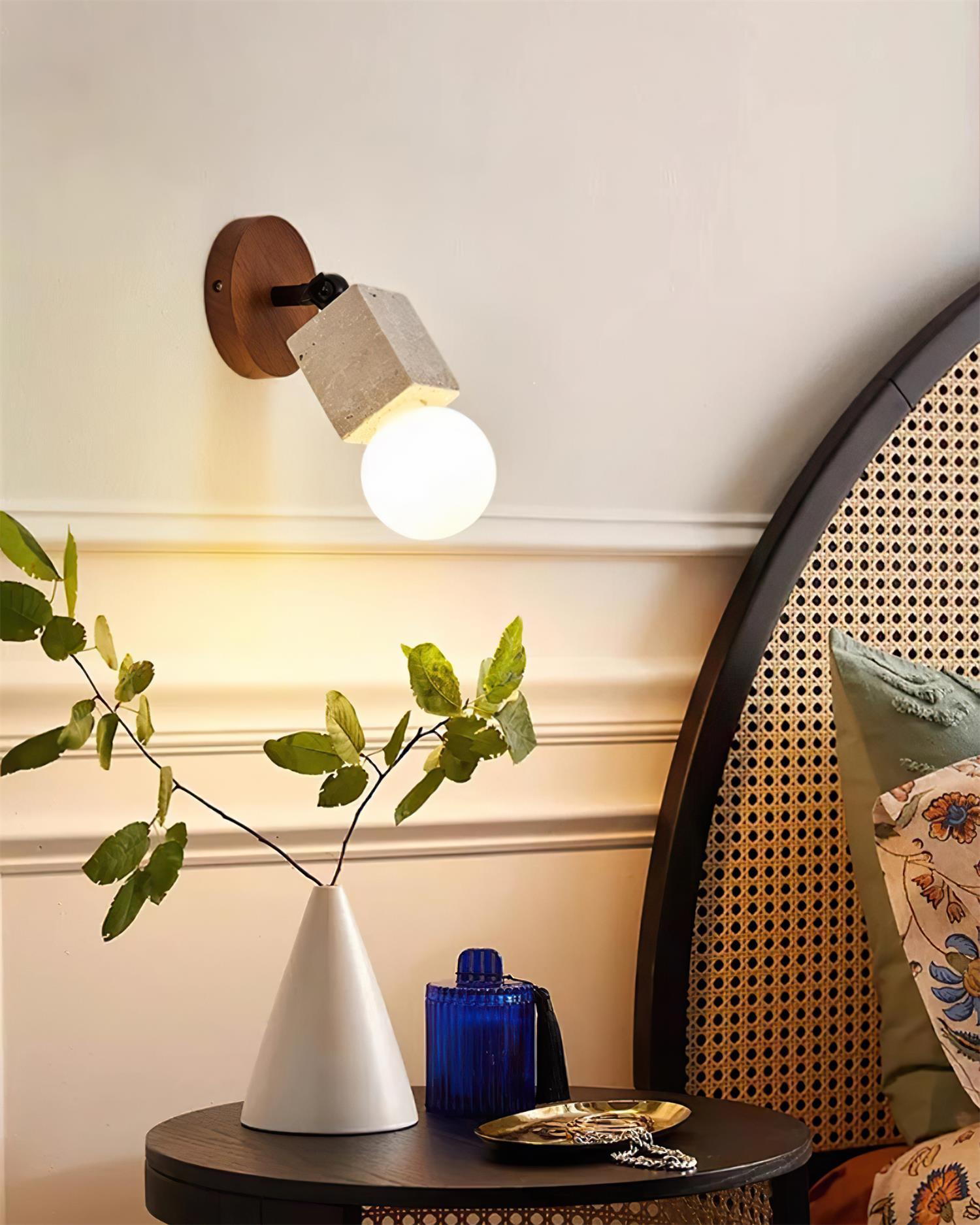 Ritta Cute Travertine Wall Lamp Wood Plate - Letslighting