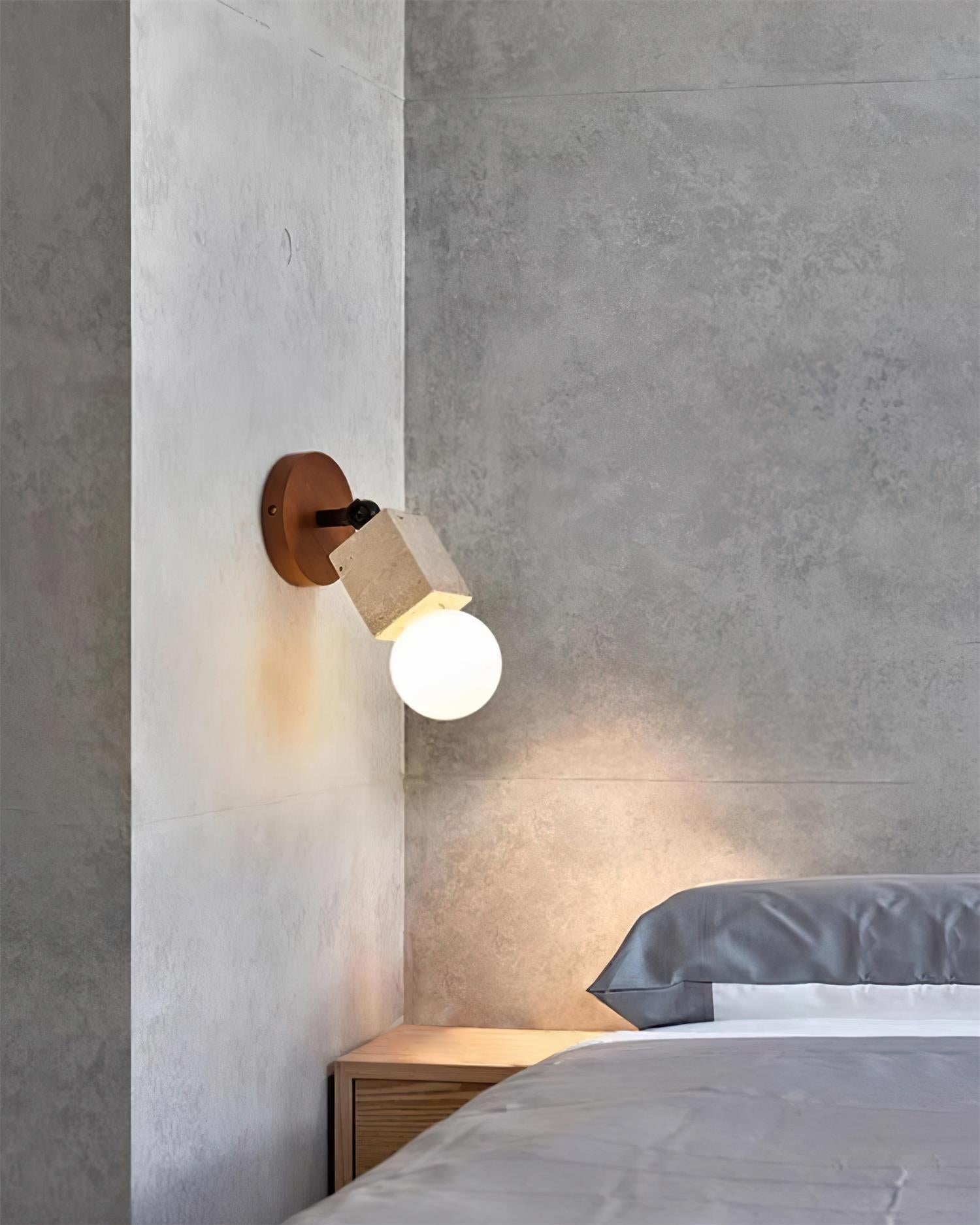 Ritta Cute Travertine Wall Lamp Wood Plate - Letslighting