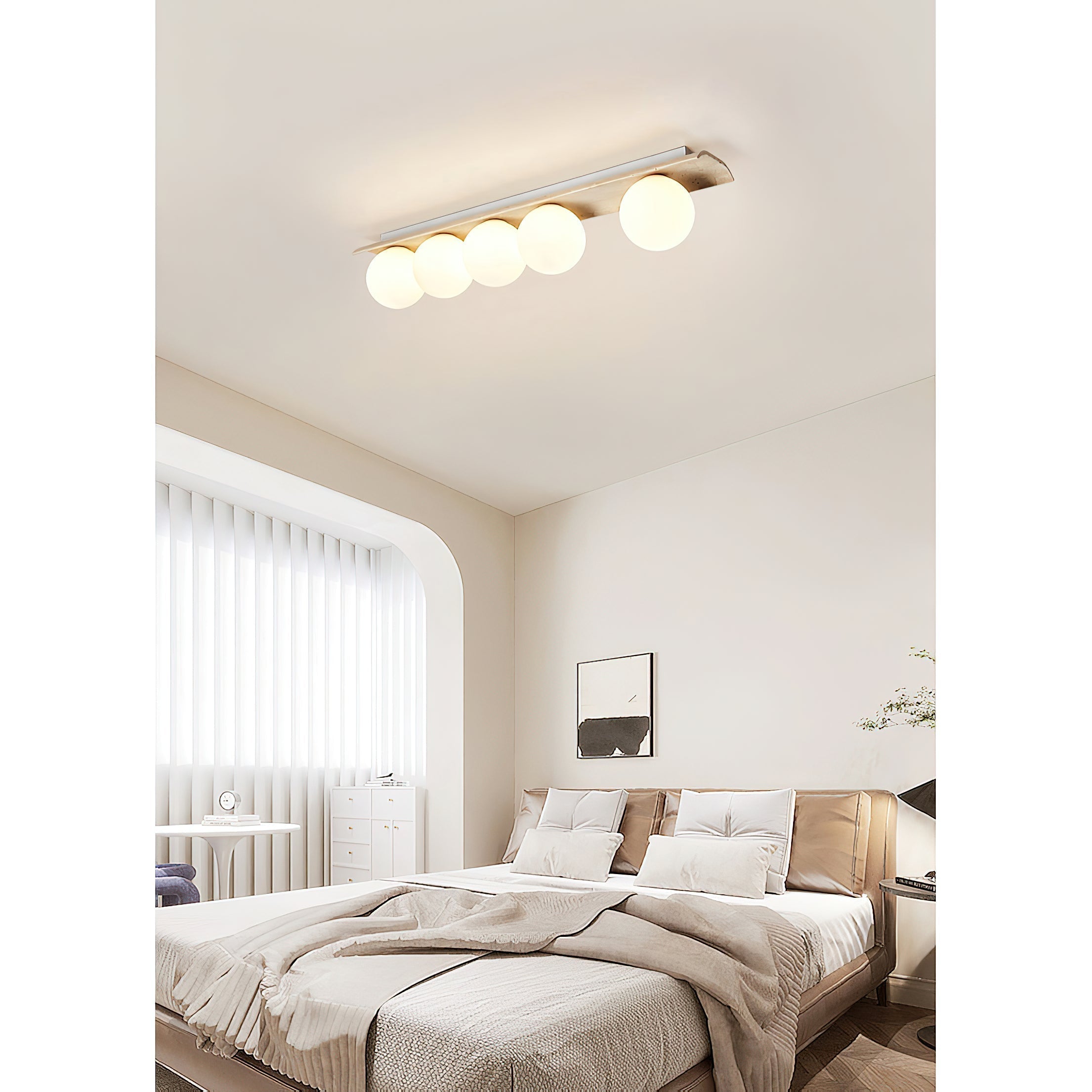 Bianca Globe Modern Minimalist Travertine Glass Ceiling Lamp - Letslighting