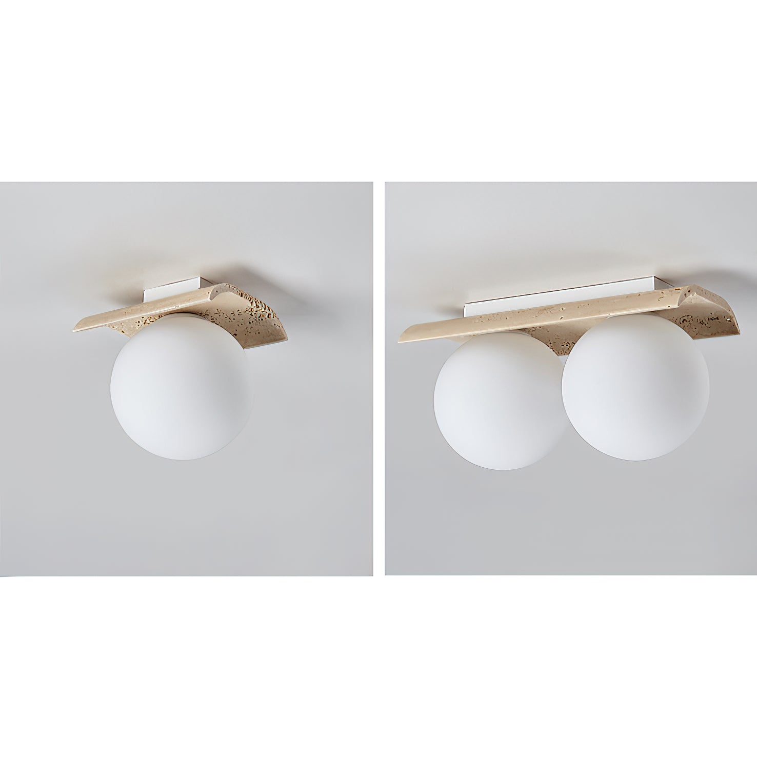 Bianca Globe Modern Minimalist Travertine Glass Ceiling Lamp - Letslighting