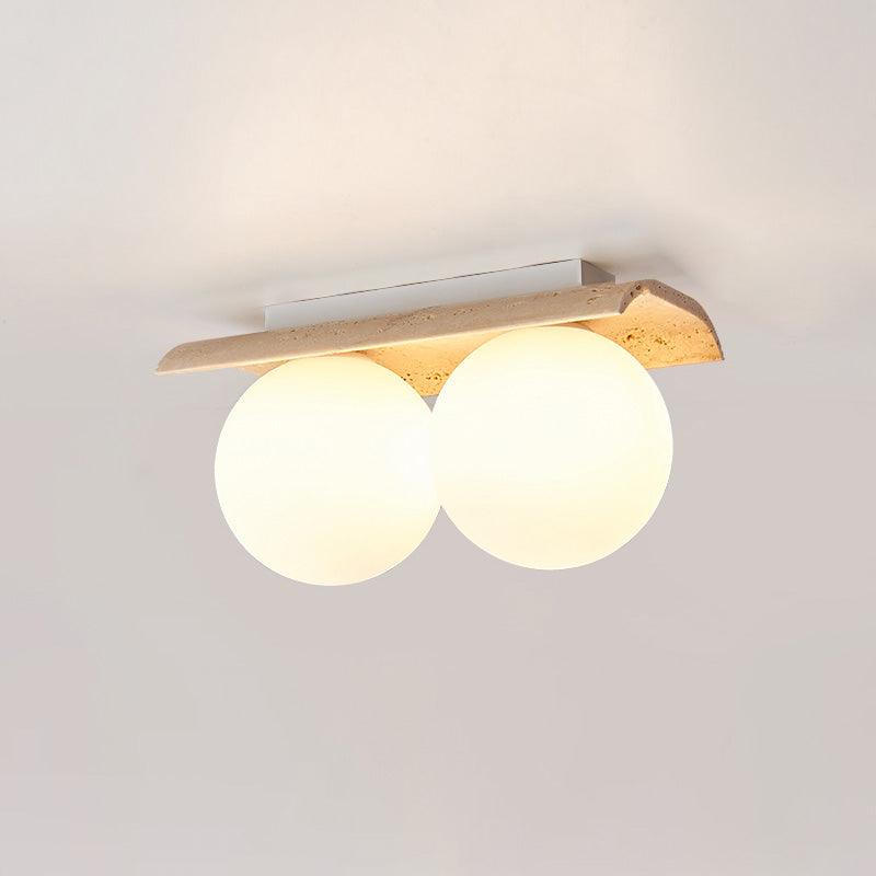 Bianca Globe Modern Minimalist Travertine Glass Ceiling Lamp - Letslighting