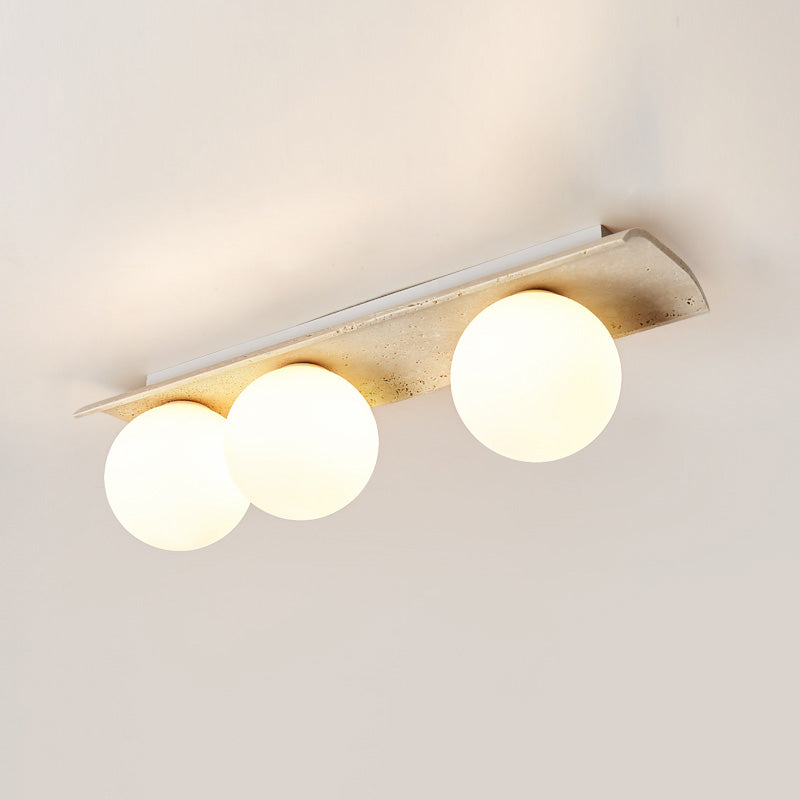 Bianca Globe Modern Minimalist Travertine Glass Ceiling Lamp - Letslighting