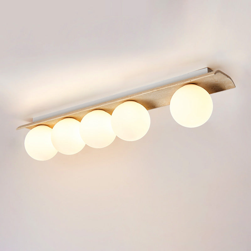 Bianca Globe Modern Minimalist Travertine Glass Ceiling Lamp - Letslighting