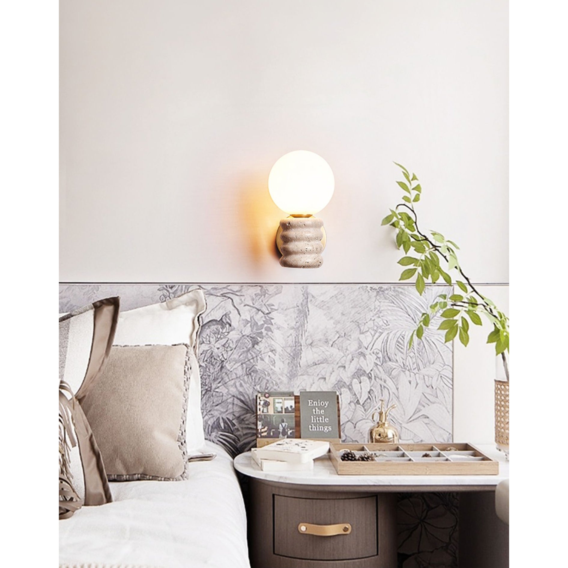 Ljomuvyh Modern Minimalist Travertine Glass Wall Lamp - Letslighting